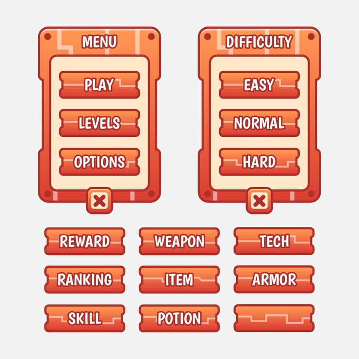 무료 Vector 벡터 게임 템플릿 gui 키트