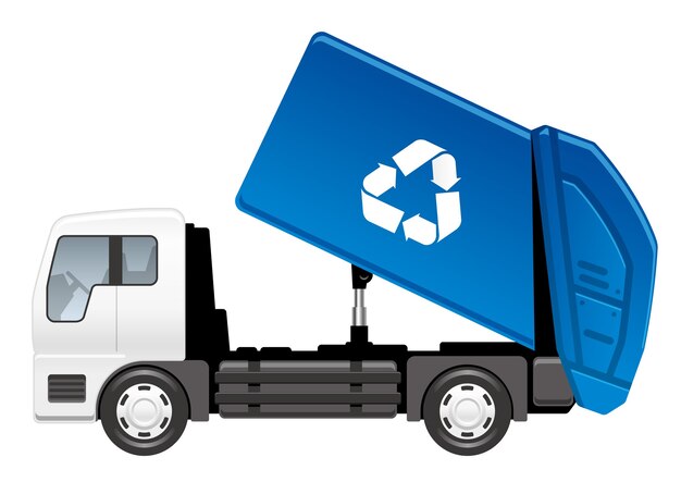Vector garbage truck isolated on a white