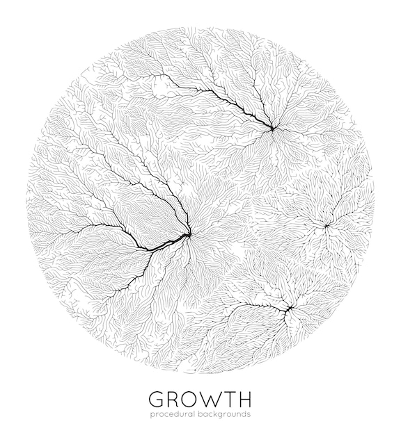 ベクトル生成枝成長パターン丸いテクスチャ地衣類のような有機構造の静脈モノクローム正方形の血管の生物学的ネット