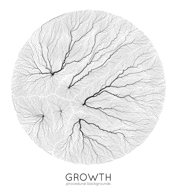 ベクトル生成枝成長パターン丸いテクスチャ地衣類のような有機構造の静脈モノクローム正方形の血管の生物学的ネット