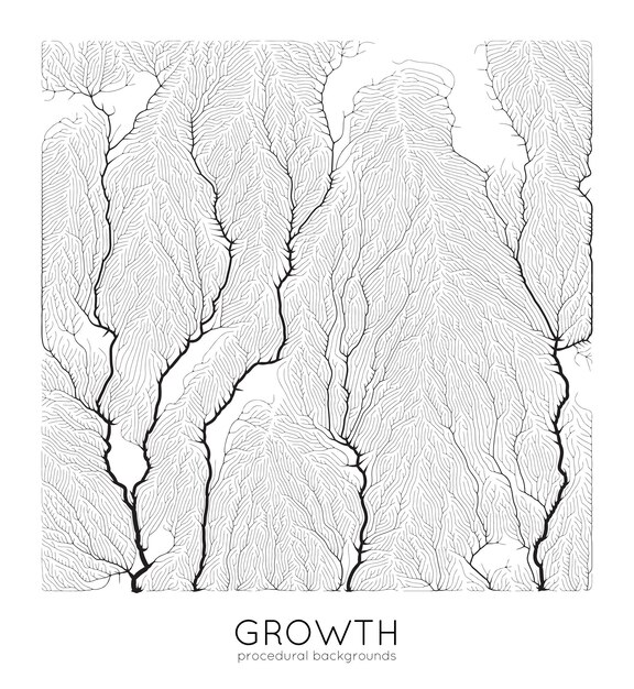 vector generative branch growth pattern square texture lichen like organic structure with veins monocrome square biological net of vessels
