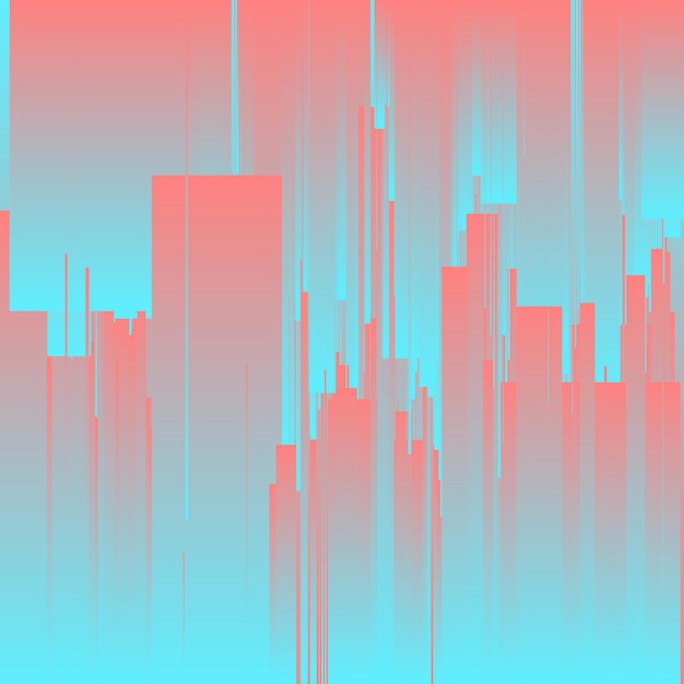無料ベクター ベクトルグリッチの背景。未来都市、抽象的な高層ビル。