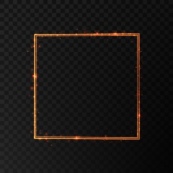 Vector gold frame with light effects isolated on black transparent background vector illustration