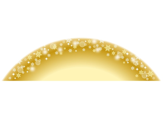 Vector gold semicircular snowy sky background with text space.