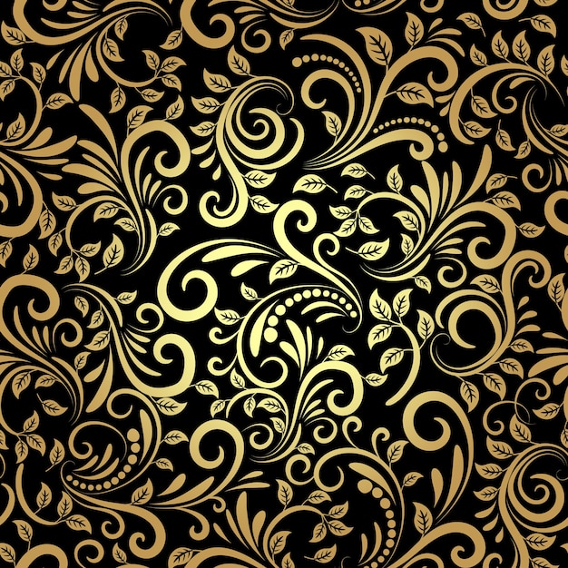 Free Vector Golden Floral Seamless Pattern in Retro Style Template Download