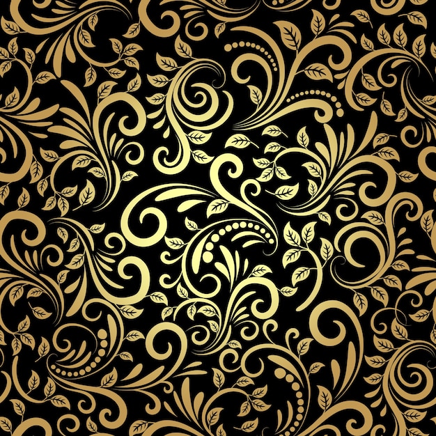 Vector Golden Floral Seamless Pattern In Retro Style