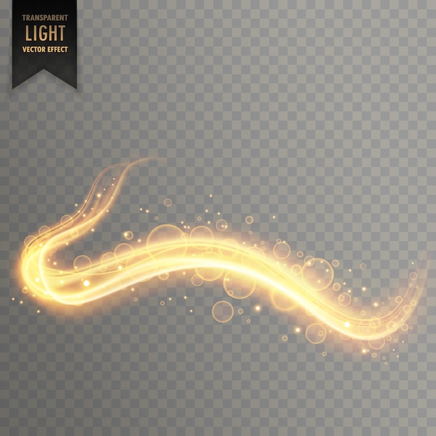 Vector golden light curve lines with sparkles