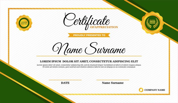 vector gradient gold and green luxury certificate