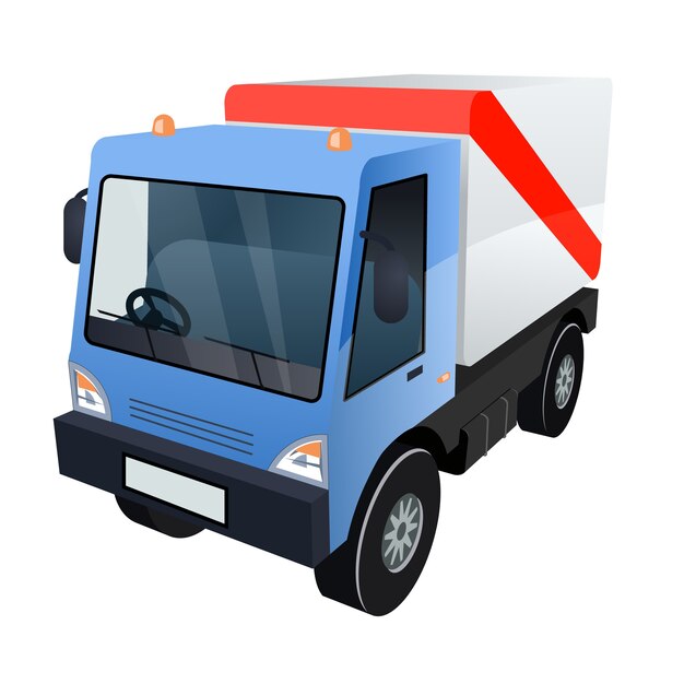 Vector Graphic of Blue Cargo Truck with Red Stripe