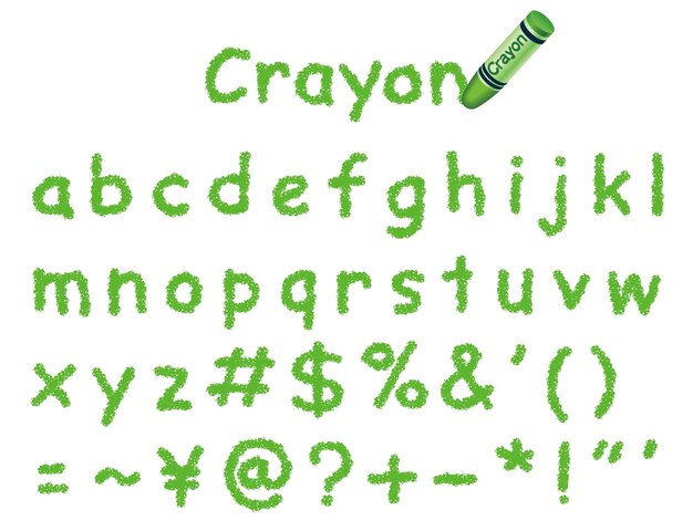 Вектор зеленый карандаш шрифт, изолированные на белом фоне. Нижний регистр и знаки.