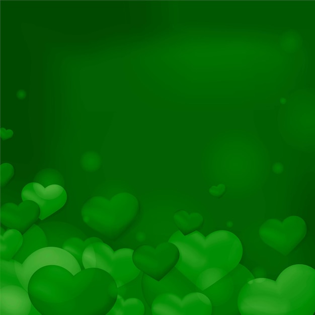 Fondo del modello del bokeh della bolla del cuore verde di vettore