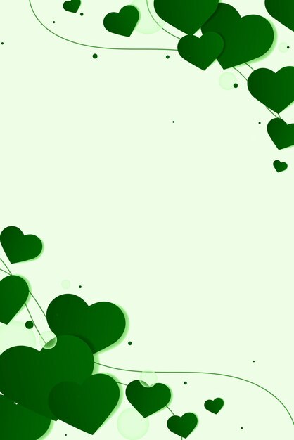 Fondo del bordo laterale del cuore verde di vettore