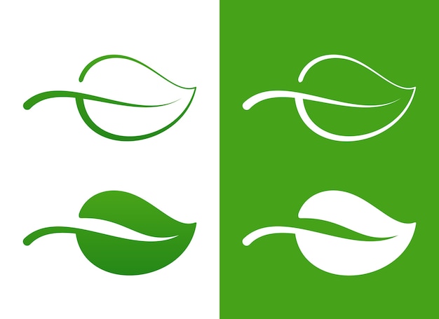 Vector Green Leaf Icons over white eco concept