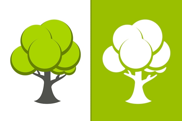 Vector albero verde e albero bianco icona illustrazione