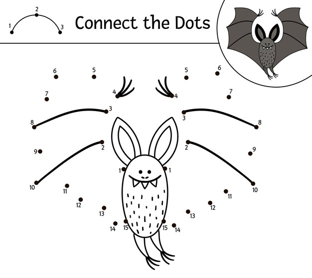 Premium Vector Vector Halloween Dot To Dot And Color Activity With Cute Bat Autumn Holiday Connect The Dots Game Funny Coloring Page For Kids With Scary Animal