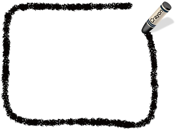 Free vector vector hand-drawn black rectangle crayon frame isolated on a white background.