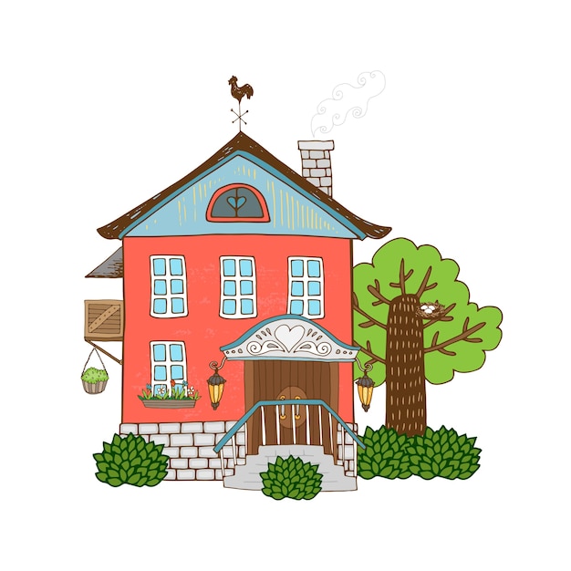 Вектор рука нарисованные значок дом