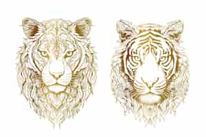 Free vector vector hand drawn sketch tiger heads