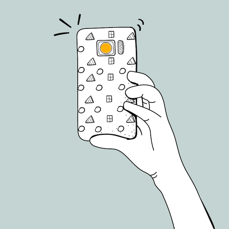 無料Vector スマートフォンで写真を撮っている手のベクトル