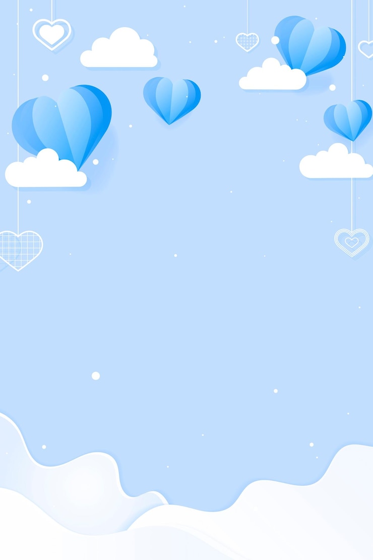 Free Vector vector hanging hearts cloud wavy blue background