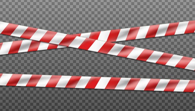 vector hazard white and red striped ribbon, caution tape of warning signs for crime scene or construction area.