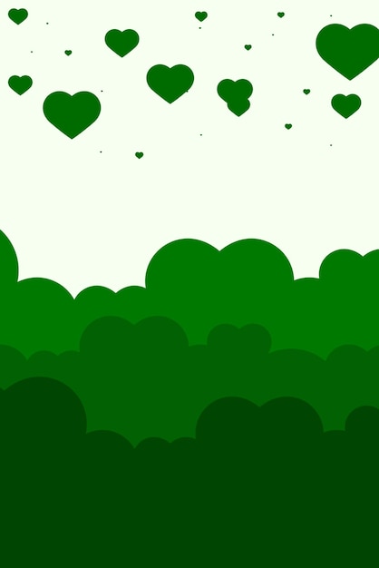 Cuore di vettore sopra il fondo verde della nuvola