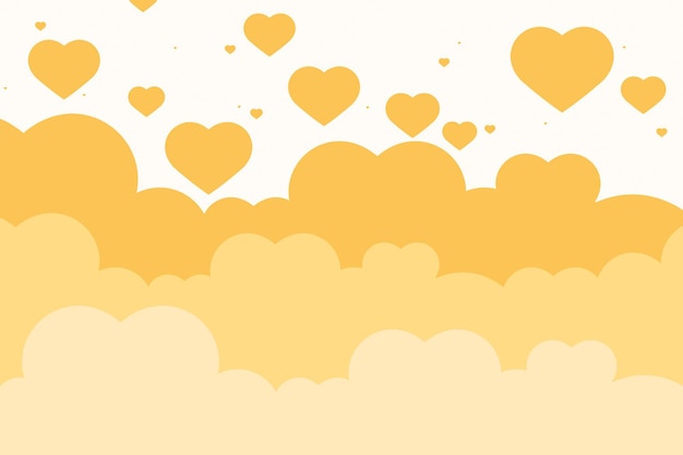 Free vector vector heart above cloud yellow pastel background