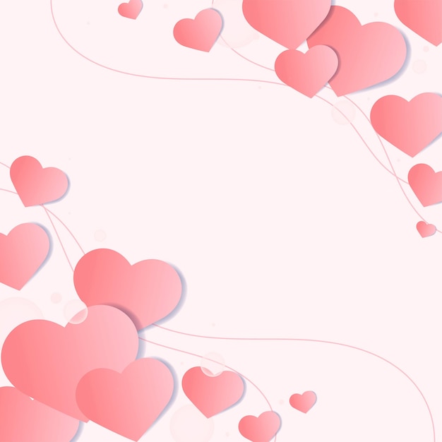 Free vector vector heart  decorated border pink background