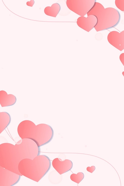 Free vector vector heart  decorated border pink background