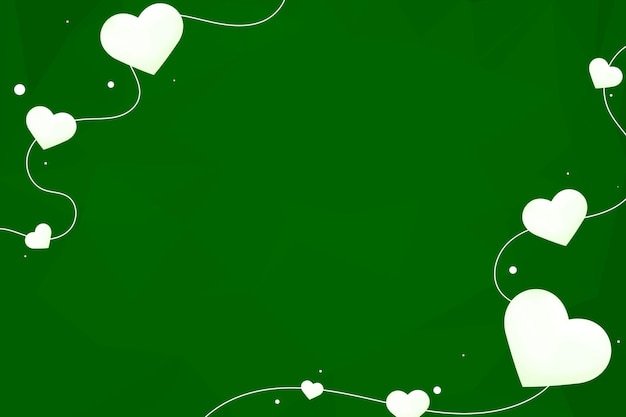 Vector heart string border geometric pattern green background