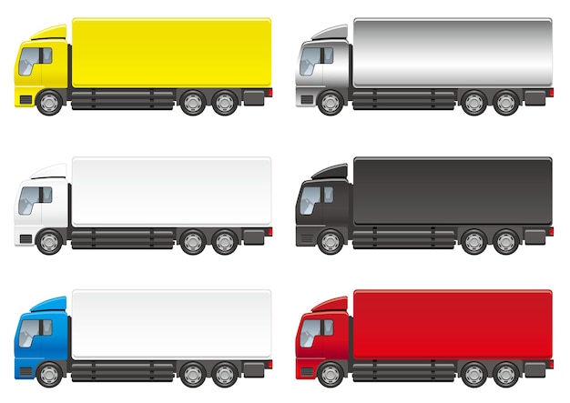 Insieme dell'illustrazione del camion pesante di vettore isolato