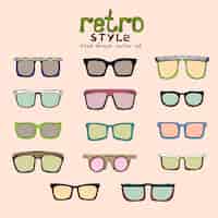 Free vector vector hipster retro glasses of different colors