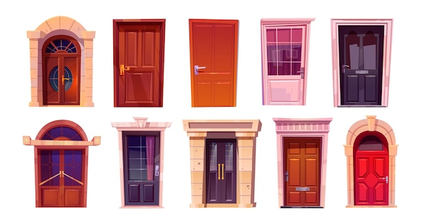 Free vector vector house front door cartoon illustration set