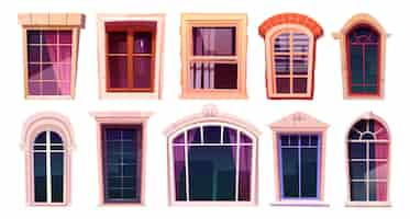 Free vector vector house glass window isolated cartoon set