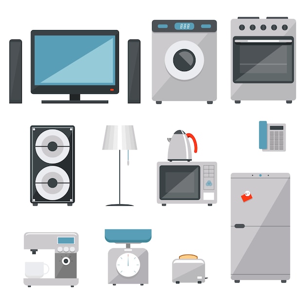 vector household appliances icons set