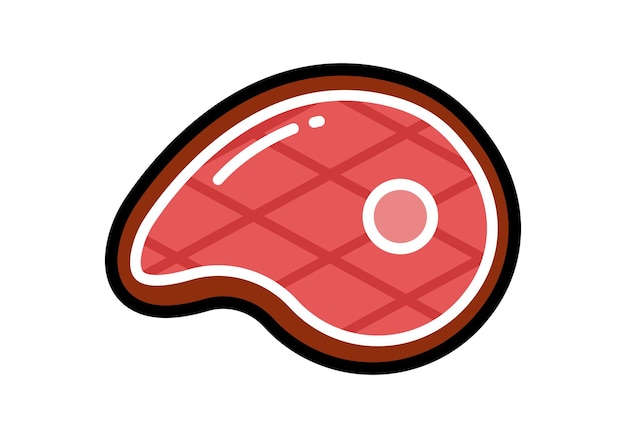 Vector icon illustration. colorful meat steak. isolated on white background.