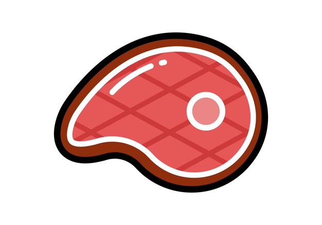 Vector icon illustration. Colorful meat steak. Isolated on white background.