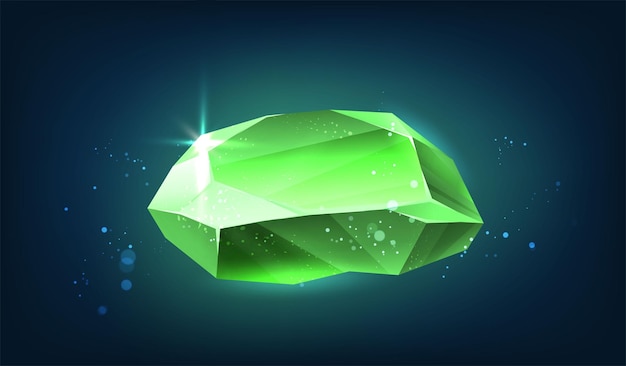 Free vector vector icon illustration. green specious stone emerald, magic crystal.