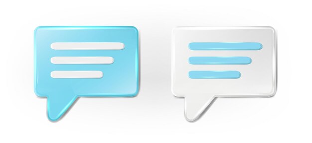 벡터 아이콘 세트 흰색과 파란색 메시지 및 웹에서 채팅 거품