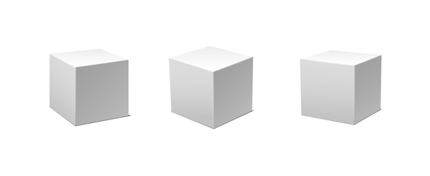 無料ベクター ベクトルのアイコンのさまざまな側面図のホワイト キューブ
