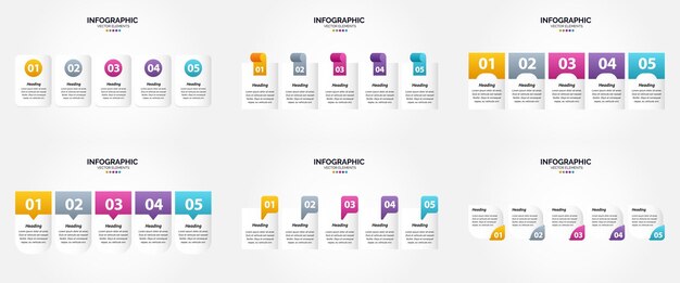 Free vector vector illustration 5 steps infographics flat design set for advertising brochure flyer and magazine pack of 1348