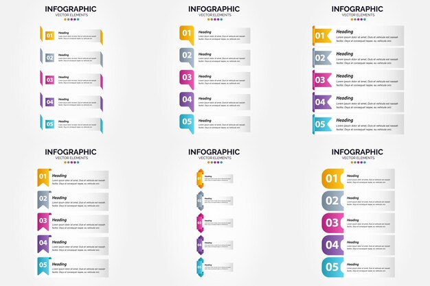 Vector illustration 5 Steps infographics Flat design set for advertising brochure flyer and magazine Pack of 1660