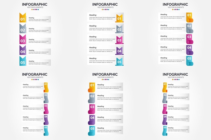 Free Vector vector illustration 5 steps infographics flat design set for advertising brochure flyer and magazine pack of 1796