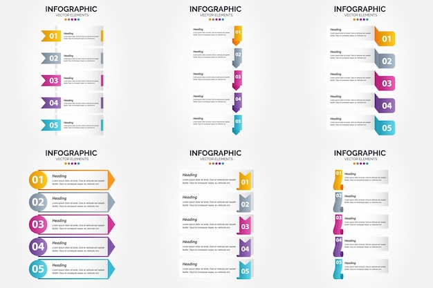 Free vector vector illustration 5 steps infographics flat design set for advertising brochure flyer and magazine pack of 1842