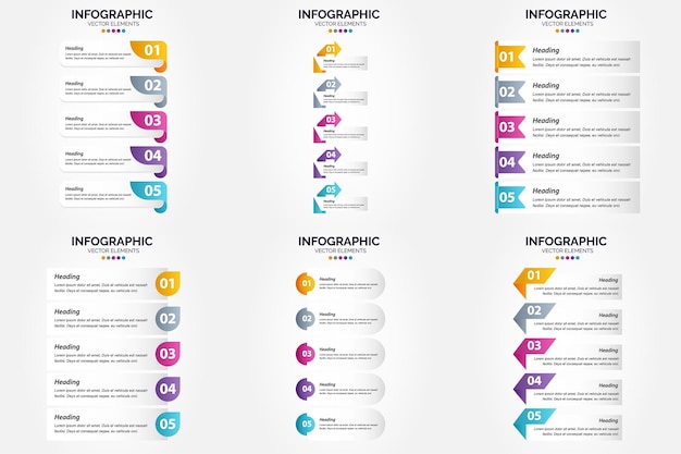 Free vector vector illustration 5 steps infographics flat design set for advertising brochure flyer and magazine pack of 1897