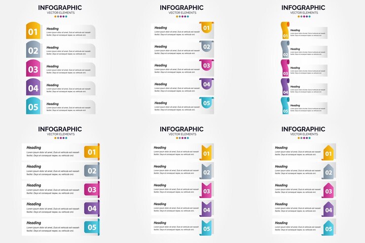 Free Vector vector illustration 5 steps infographics flat design set for advertising brochure flyer and magazine pack of 2796