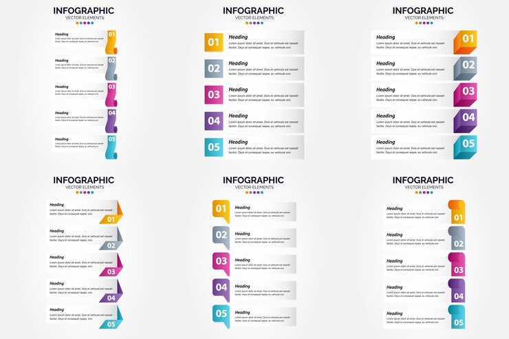 Free Vector vector illustration 5 steps infographics flat design set for advertising brochure flyer and magazine pack of 2827
