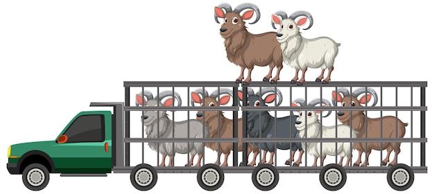 Free vector vector illustration of animals in a truck