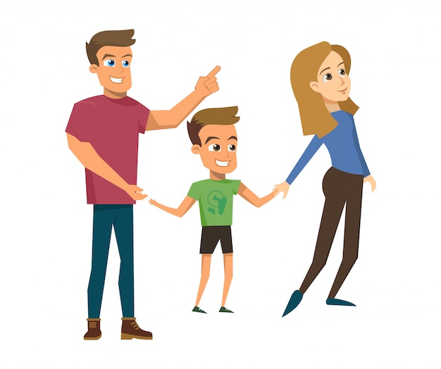 Vector Illustration Cartoon Happy Family Concept