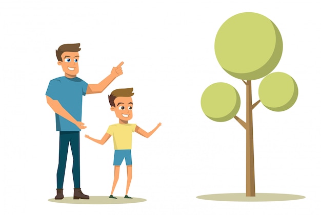 Vector illustration cartoon happy family concept